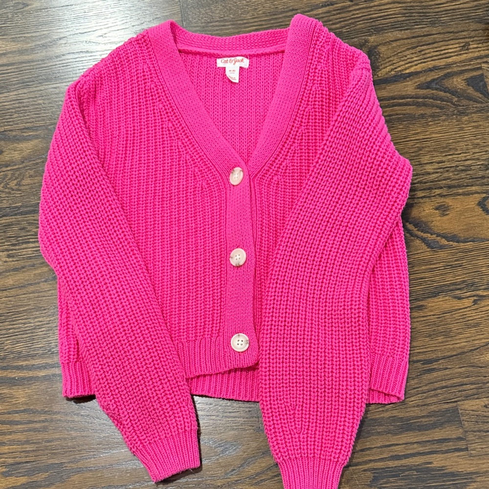 Cat & Jack  Vibrant Pink Button-Up Cardigan